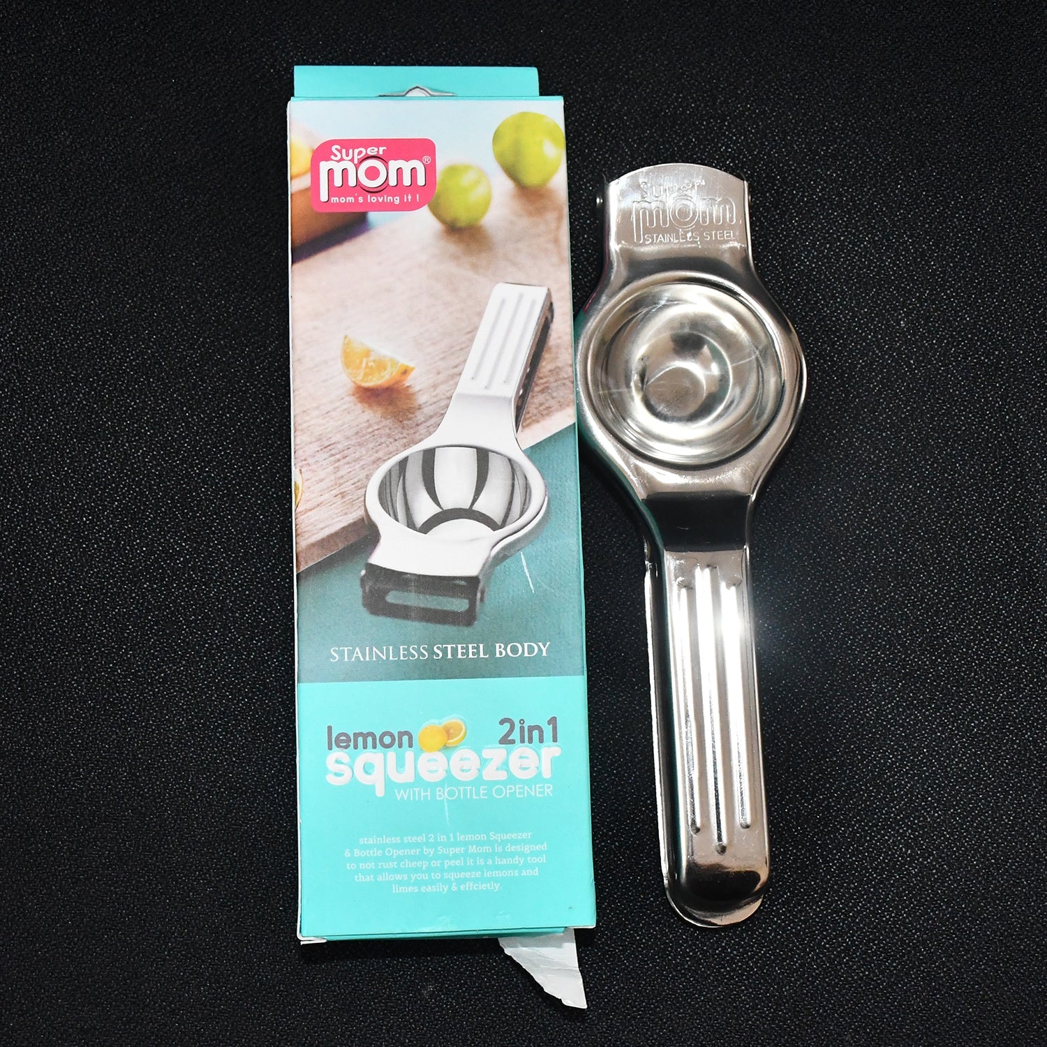 Supermom 2-in-1 Heavy Duty Stainless Steel Lemon Squeezer with Built-in Bottle Opener Supermom 2-in-1 Heavy Duty Stainless Steel Lemon Squeezer with Built-in Bottle Opener